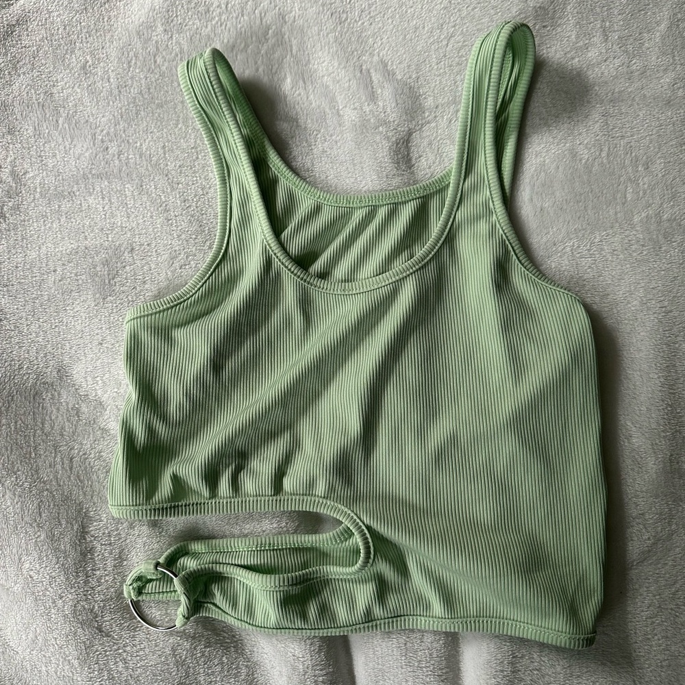 Green Ribbed Tank Top